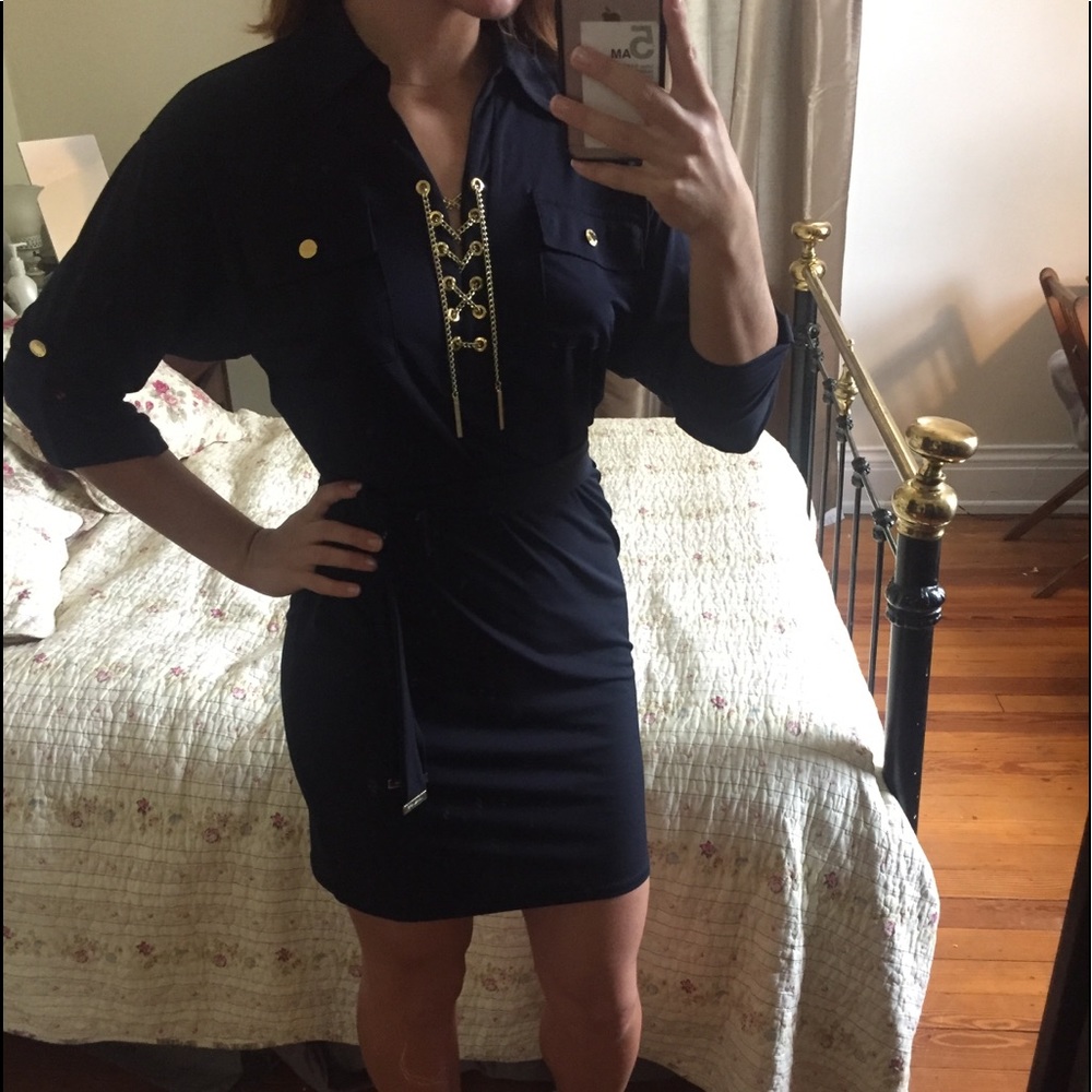 MICHAEL Michael Kors Chain Lace Up Dress - Picture 1 of 10